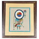Hopi Tawa (Sun God) Needlepoint Art Piece