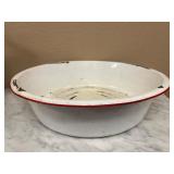 Vintage White Enamelware Wash Basin
