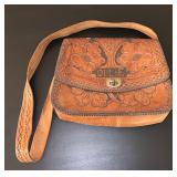 VTG Etched Leather Western Style Purse