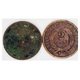 2 1864 2 Cent Coins