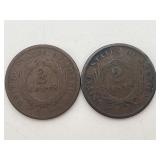 2-1864 2 Cent Coins