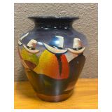 7ï¿½ Hand-painted Terra Cotta Vase