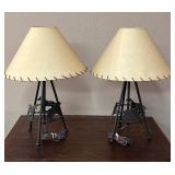 Wrought Iron Western Style Lamps w/Shades