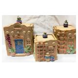 3 Fitz & Floyd Canister Set Adobe w/ lids