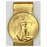 Gold-tone Walking Liberty Coin Money Clip