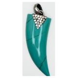 925 Faux Turquoise Claw Shaped Pendant