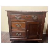 Victorian-style Commode Cabinet w/Pink Marble