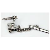 14K White Gold Diamond Ring Tie Tack