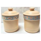 2 VTG Treasure Craft Aztec Peach Canisters w/ lids