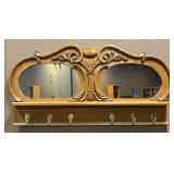 Antq. Carved Oak Wood Coat & Hat Rack