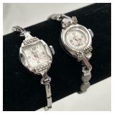 2 Vintage Silver-Tone Lucerne Wristwatches