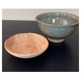 Salt Glazed Gray Bowl and Wood Maza Bowl