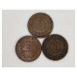 3-1865 2 Cent Coins