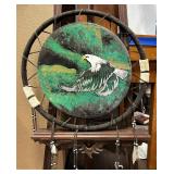 Round Native American Style Eagle Painting