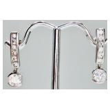Sterling Silver CZ Dangle Earrings