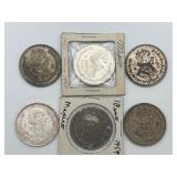 6 Mexican Estados Unidos Mexicanos in Peso Coins