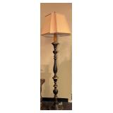 VTG Floor Lamp w/Gold Tone, Black Stand