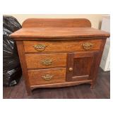 Antique Victorian Oak Commode Cabinet