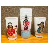 3 Famous American Indians Knox Oil Promo Glass