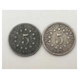 2-1867 Shield Nickels without Rays