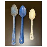 Enamel White/Blue Spackled Spoons