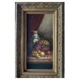 *Vtg Fruit Painting in 20" x 31" Gilt Frame