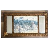 VTG Gilt-Wood Combo Mirror w/ 1955 Promo Print