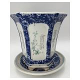 Blue/White Porcelain Planters w/Saucer