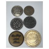 Lot of 6 Tokens, Coins, and Medallions