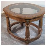 *Vtg Oval Accent Table w/Beveled Glass Top