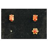 Pair of 10k Gold Earrings & Gold-tone Stud