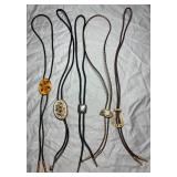 Lot of 5 Gold & Silver Tone Bolo Ties