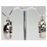 Silver-tone Diamond Design Wellster Hoop Earrings