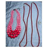 3 Pink & Red Beaded Fashion Necklaces