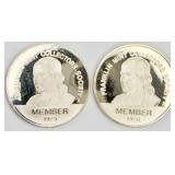 1975 & 1976 925 Franklin Mint Collectors Tokens