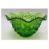 Vtg. Indiana Avocado Green Diamond Quilted Bowl