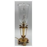 Vtg. Brass & Cut Crystal Torchiere Table Lamp
