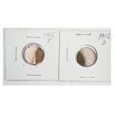 1915-S & 1912-D Lincoln Wheat Pennies