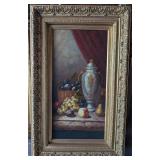 *Vtg Fruit Painting in 20" x 31" Gilt Frame