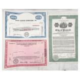 3 Vintage Stock Certificates