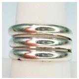 Sterling Silver Triple Band Ring, Size 9