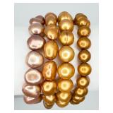 4 Orange Freshwater Pearl Bracelets