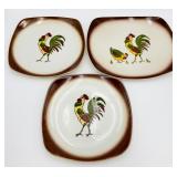 3 VTG California Orchard Ware "Rooster" Plates