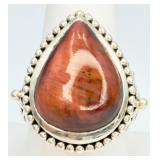 925 Teardrop Red Tigers Eye Ring