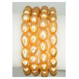 4 Orange Freshwater Pearl Bracelets