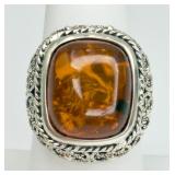 Sterling Silver Baltic Amber Ring