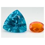 2 Gemstones, Paraiba Tourmaline & Fire Opal