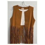 Indian Style Tan Suede Fringe Vest