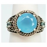 925 Blue Chalcedony Ring