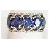 Sterling Silver Blue Stones & CZ
